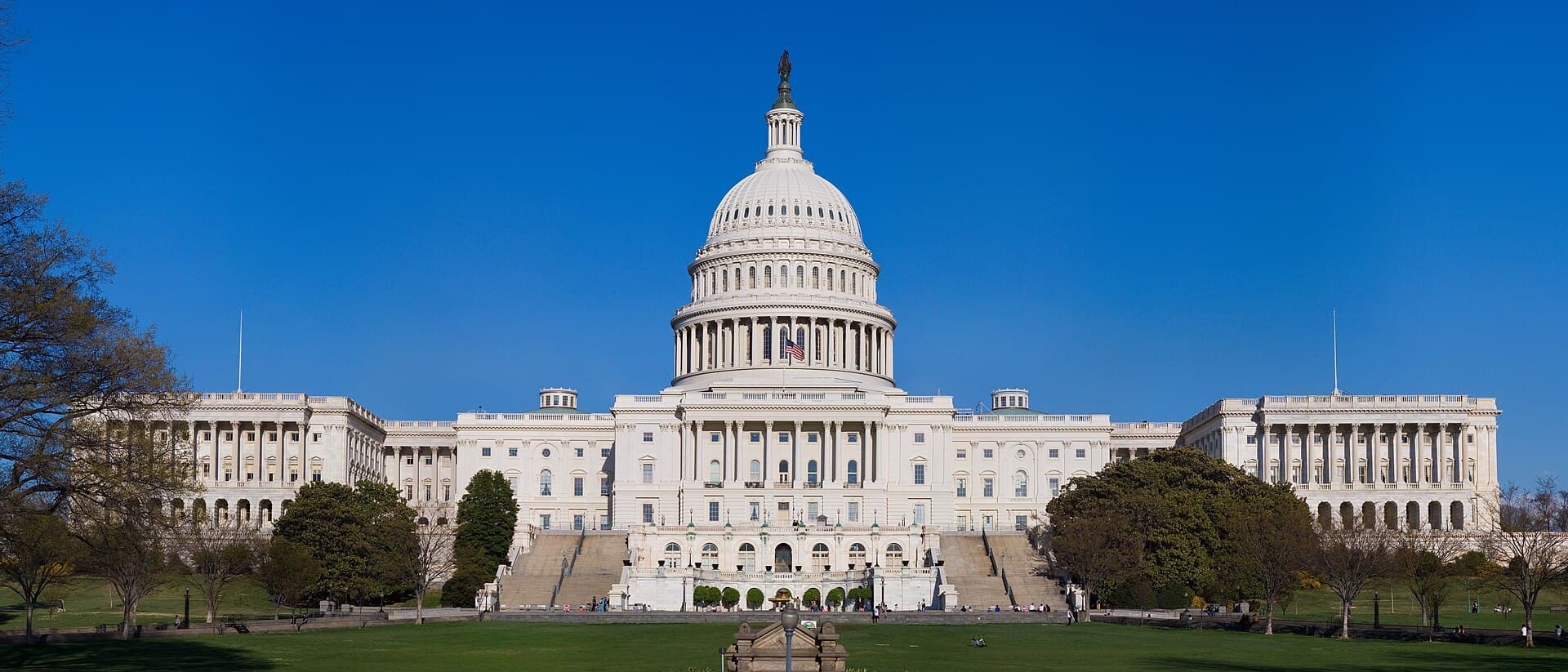 Full exterior view of the United States Capitol in Washington
